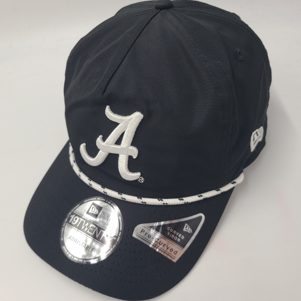 Alabama Crimson Tide Hat Snapback New Era 19Twenty Black White Rope NCAA Golfer